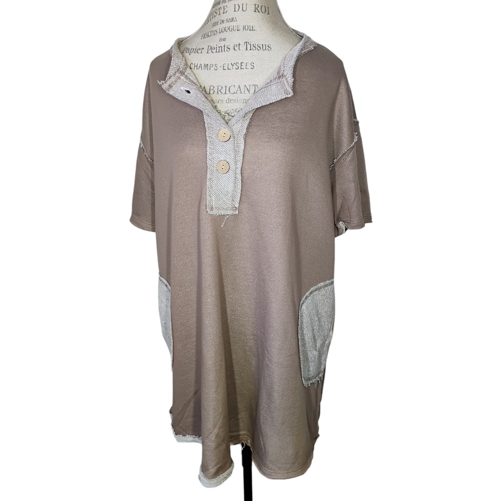 NWT Three Bird Nest The Nest Jodi Tunic Dress Mocha Womens Med Casual Oversized - Picture 2 of 12